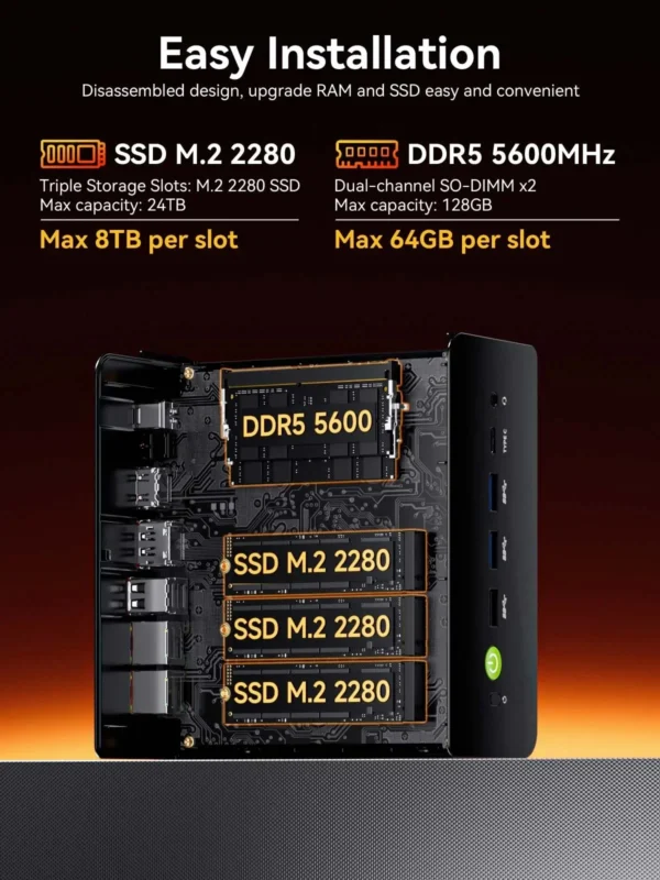 GMKtec K12 AMD Ryzen 7 H 255 Mini PC Dual DDR5 5600MT/s 3*SSD PCIe4.0 WiFi6 BT5.2 Dual 2.5G LAN OCulink Desktop Gamer Computer