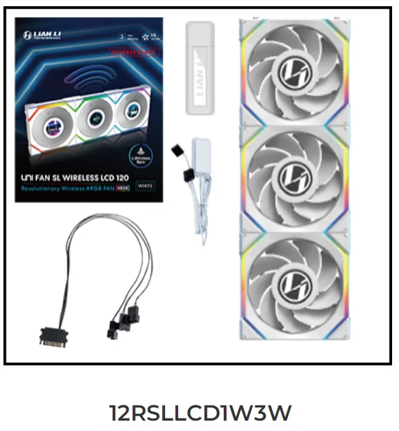LIAN LI UNI FAN SL Wireless 120 Single Pack , Reverse Blade Triple Pack, LCD 120 Single Pack, Case fan, water cooled fan
