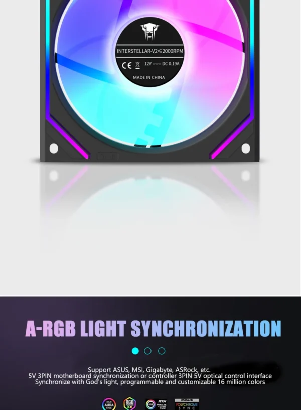 120mm ARGB PC Case Fan with Infinity Mirror - 5V 3-Pin Daisy Chain PWM Sync, Cooling Gaming Fan Jungle Leopard Interstellar V2