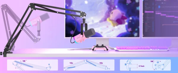 FIFINE Gaming Streaming Headset and Microphone Kit with Gain Knob/RGB/Monitor,for PC/MAC/PS4/PS5/Mixer/YouTube/Steam-AM8TP/H9P