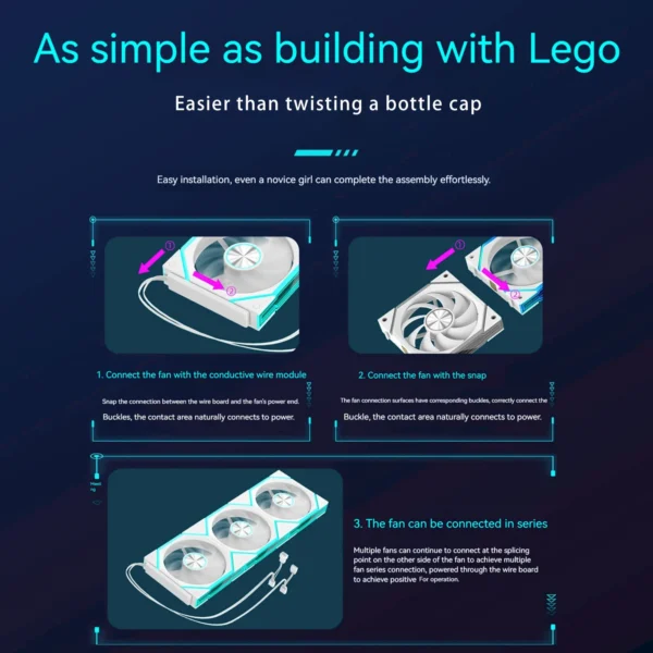 Computer Chassis Fan 12cm Case Cooler Fan ARGB Computer Fan 4 Pin PWM Suitable for Most PC Cooling Systems
