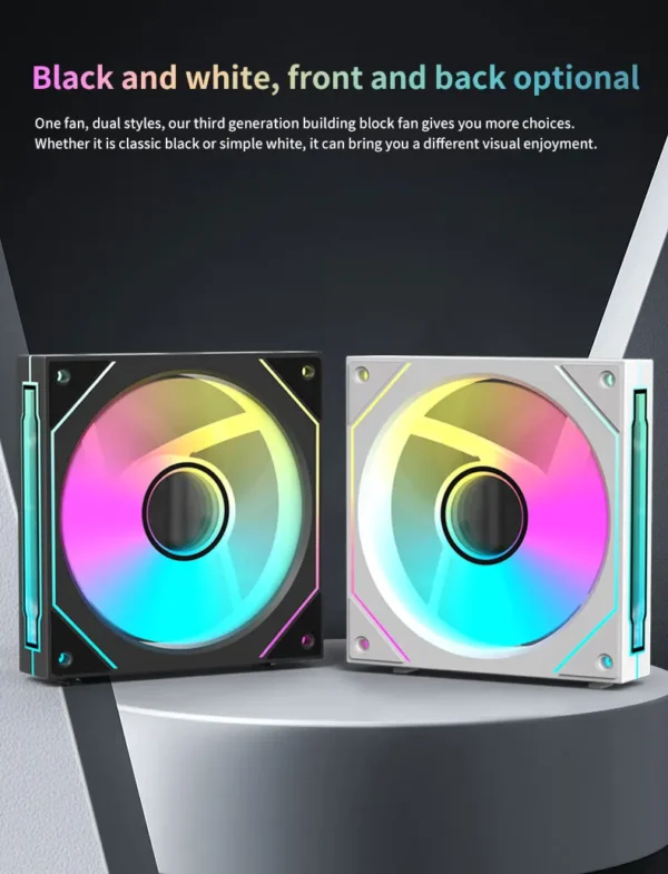 Coolcirc Cableless PC Case Fan 12V/4Pin PWM 800-1800RPM Silent 5V/3Pin ARGB Triple Pack 120mm Ventilator Use for Water Cooling