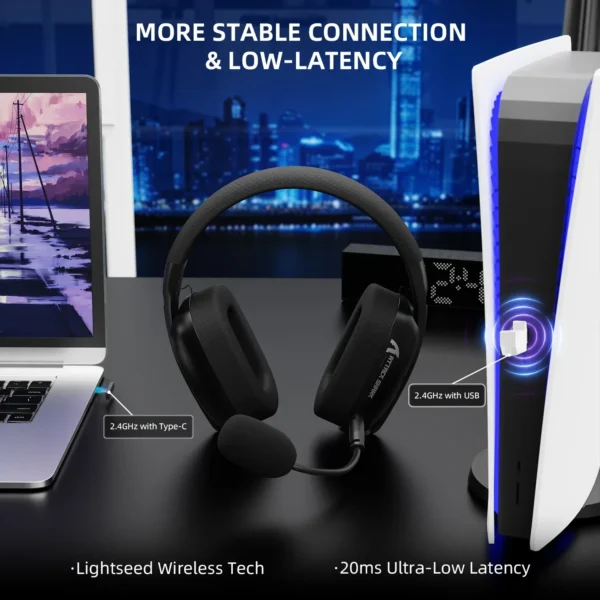 ATTACK SHARK L80PRO Wireless Gaming Headset 2.4G/BT/Wired Ultra-Light 40mm Drivers Low Latency Headphone for PC PS5 Switch Xbox