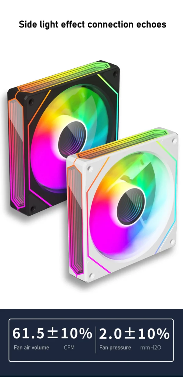 ZEZZIO Prism 6 pro 12cm ARGB Sync 4PIN PWM Computer Chassis Fan Quiet Cooling with Fluid Bearing 800-1600 RPM Case Fan