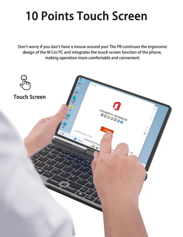 CRELANDER P8 8 Inch Mini Laptop Touchscreen Rotating 360 Degree Intel Alder N150 12GB WiFi6 Notebook Tablet PC Protable Laptops