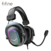 FIFINE USB Gaming Headset with 7.1 Surround Sound/Line Control/3EQ Mode,RGB Headphone with Mic,Plug and Play,for PC/PS5 -H6