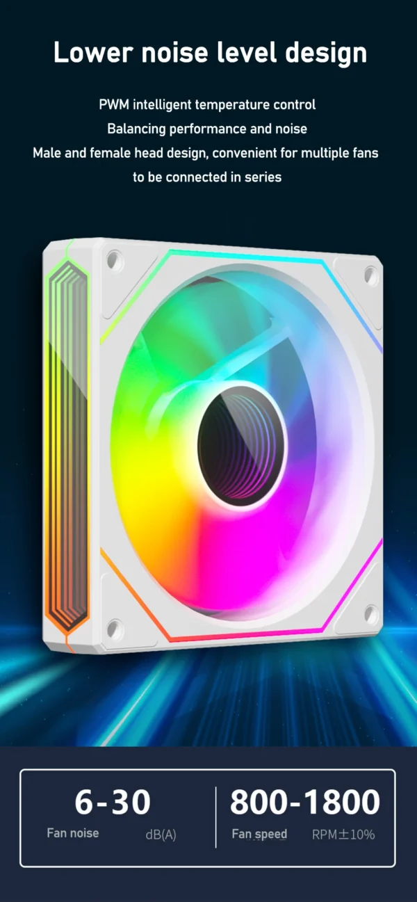 ZEZZIO Prism 6 pro 12cm ARGB Sync 4PIN PWM Computer Chassis Fan Quiet Cooling with Fluid Bearing 800-1600 RPM Case Fan