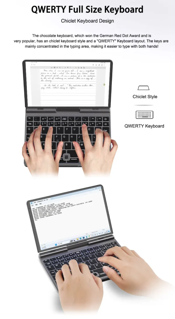 CRELANDER P8 8 Inch Mini Laptop Touchscreen Rotating 360 Degree Intel Alder N150 12GB WiFi6 Notebook Tablet PC Protable Laptops