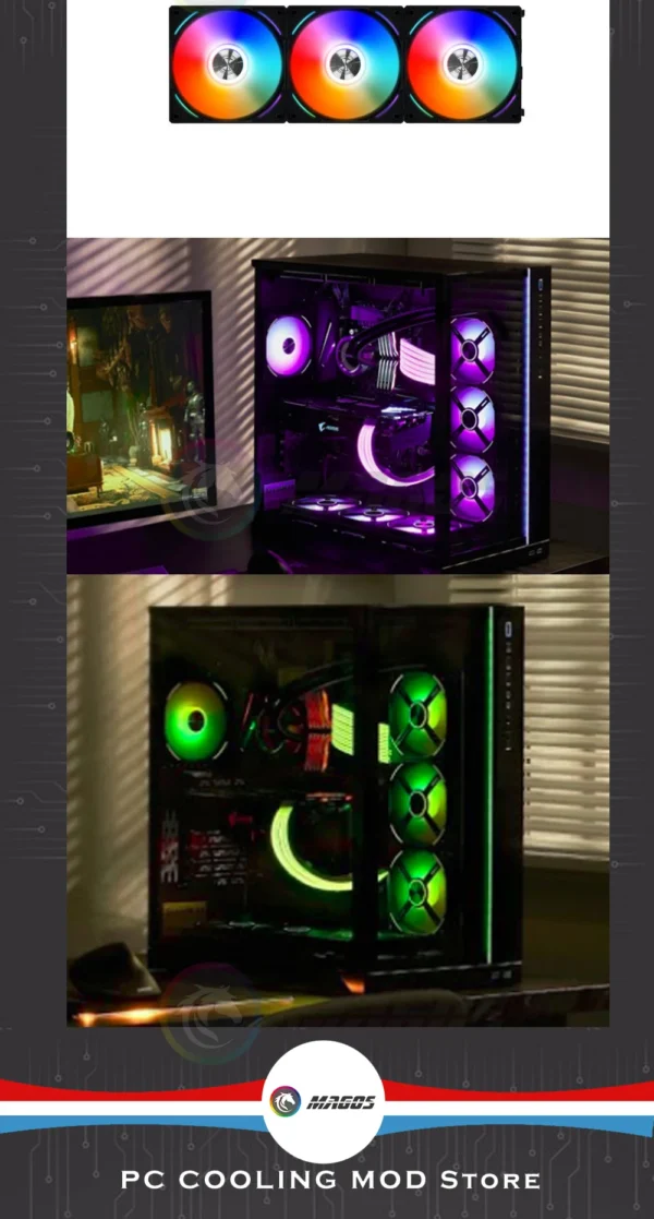 Lian Li UNI Fan AL120 ARGB Cableless Fan Support L-Connect 3 PWM Silent Low Noise High RPM MB SYNC/Controller, V1 Triple Pack