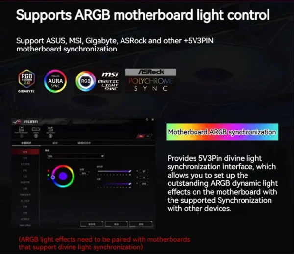 Teucer 12cm Silent PWM Control Fan 5V 3Pin ARGB with AURA SYNC 4Pin Chassis Fan for PC Case Water Cooling