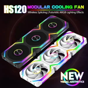JUMPEAK HS120 Halo ARGB Cooling Fan 360mm 240mm Modular Stackable Splicing 120mm RGB Fans Kit For Gaming PC Case Water Cooler