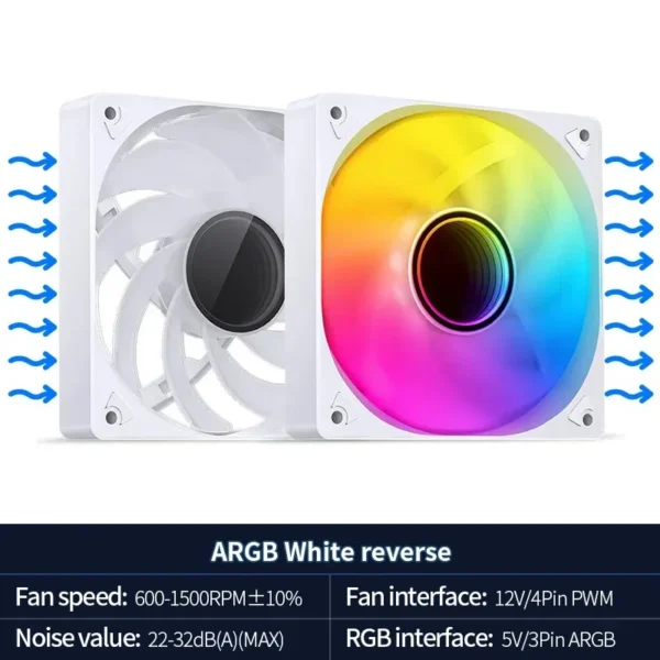 Jonsbo SL-120 Case Fan 120mm 5V 3Pin ARGB Light Effect PWM 600-1500RPM Cooling Fan 12cm High Air Volume Slient Fan