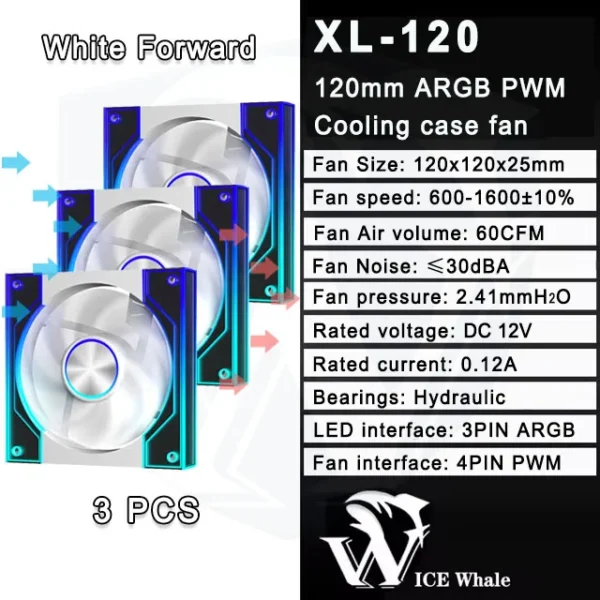 ICE Whale XL-120 ARGB PC Case Fan 120mm Infinity Mirror Design Motherboard Lighting Sync 4PIN PWM CPU Cooler Fan ventilador