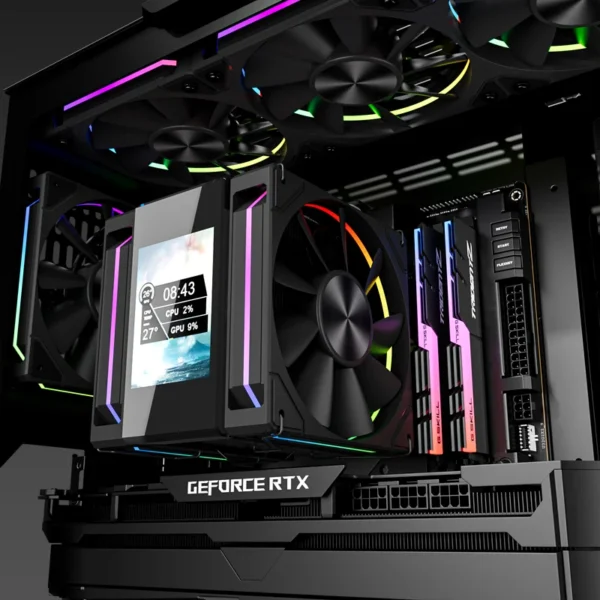 Power Train X-GAMERX MK8 CPU Cooler LCD Screen Dual Fan Tower 6 Heat pipes Air-cooled radiator For LGA1700 115X 1200 AM4 AM5