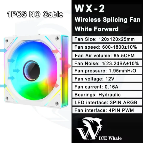 ICE Whale WX-2 ARGB Wireless Splicing Fan 12CM Air-Cooled Cooling Chassis Component 1800RPM Chassis Fan