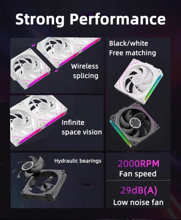 Coolcirc DL-2 120mm ARGB Cooling Fan Modular Wireless Stackable Splicing 800-2000RPM PWM Silent for Gaming PC Case Water Cooler