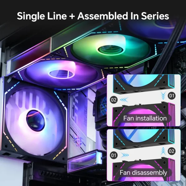 Thermalright TL-M12Q-S X3 Computer Case Fan, ARGB 120mm PC Case Fan/Daisy Chain/Infinity Mirror/Silent/PWM