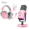 FIFINE Gaming Streaming Headset and Microphone Kit with Gain Knob/RGB/Monitor,for PC/MAC/PS4/PS5/Mixer/YouTube/Steam-AM8TP/H9P