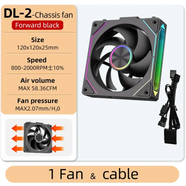 Coolcirc DL-2 120mm ARGB Cooling Fan Modular Wireless Stackable Splicing 800-2000RPM PWM Silent for Gaming PC Case Water Cooler