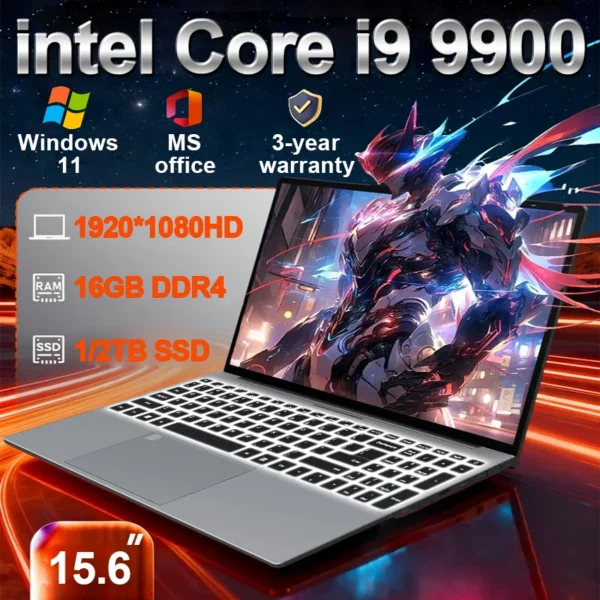 2026 New Intel Core i9 9900 Portable Laptop Computer 16GB DDR4 1TB 2TB SSD Windows 11 Pro Office Gaming PC Notebook Laptops
