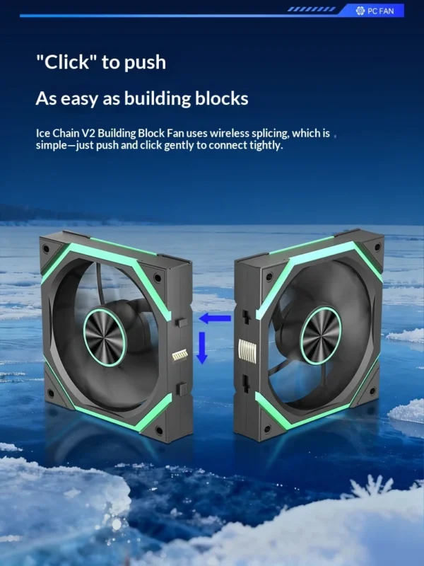 Hifrost Ice Chain Modular 120mm ARGB PC Case Cooling Fans Wireless Thermostatic Sync Lighting For Gaming Chassis CPU Cooler