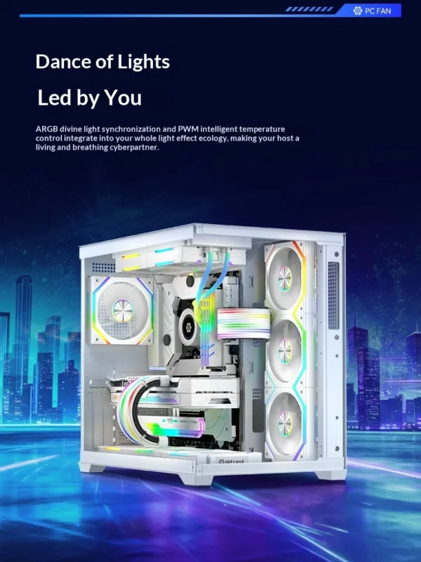 Hifrost Ice Chain Modular 120mm ARGB PC Case Cooling Fans Wireless Thermostatic Sync Lighting For Gaming Chassis CPU Cooler