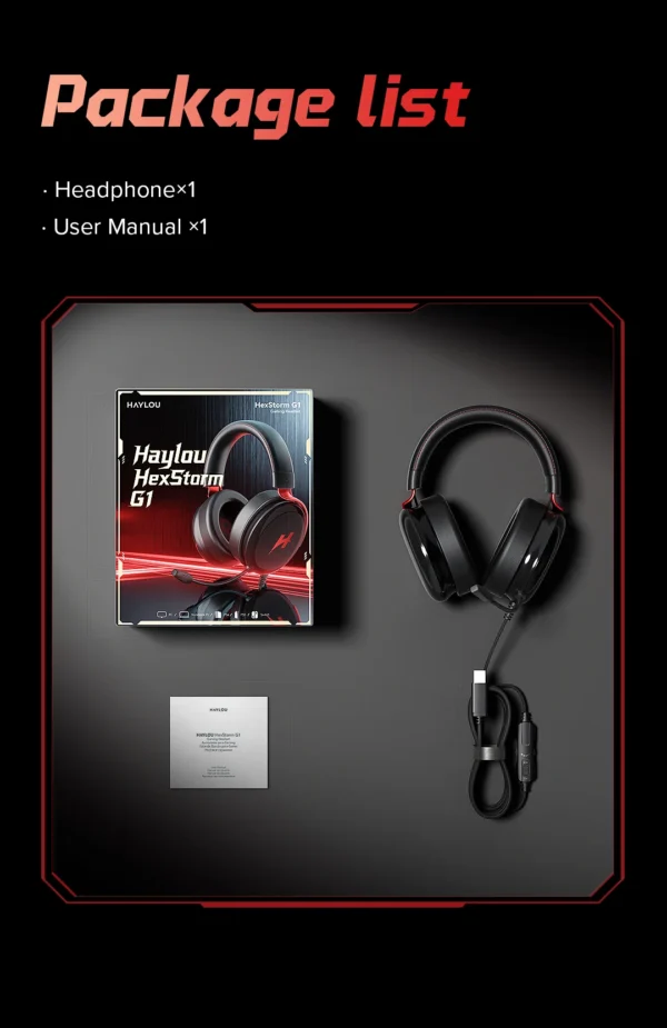 HAYLOU HexStorm G1 Wired Gaming Headphone 7.1 Surround Sound 50mm Dual Driver Esports Gamer Headset with Mic For PS4 PS5 PC