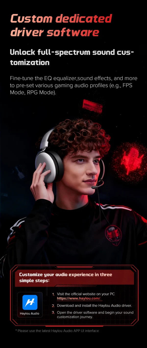 HAYLOU HexStorm G1 Wired Gaming Headphone 7.1 Surround Sound 50mm Dual Driver Esports Gamer Headset with Mic For PS4 PS5 PC