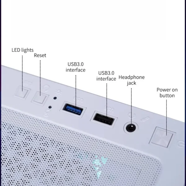 LED PC Gaming Case with Micro Support Audio Front Ports  Fan and Water Cooling for Desktop CPU Cabinet