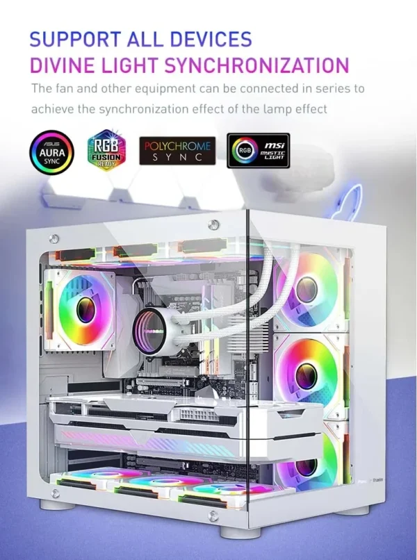 LDPCSJ PRISM 4 PRO Computer Chassis Fan 12cm ARGB 4 Pin PWM Quiet Cooling Fan 12V Large Air Volume 45.2CFM/600-1500RPM