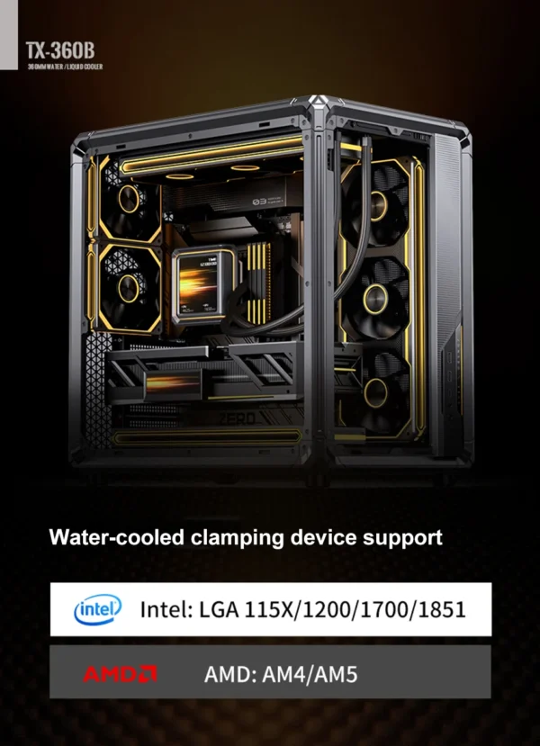 Jonsbo TX-360 Screen Display Integrated Water Cooling 360mm Radiator ARGB AIO Water Cooler Intel LGA1200 115X 1700 1851 AM5 AM4