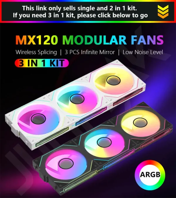 JUMPEAK MX120 240mm Modular Wireless Splicing PC 120mm Case Cooling Fan ARGB Infinite Mirror Effect For Computer Water Cooler