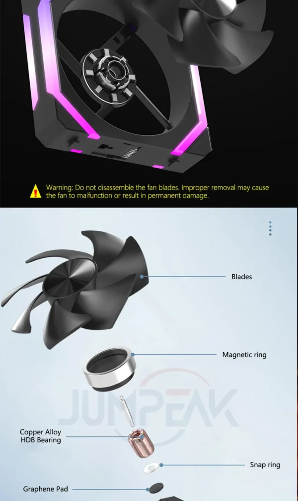 JUMPEAK CS120 ARGB Cooling Fan 240mm Modular Stackable Splicing PWM Silent 120mm RGB Fans For Gaming PC Case CPU Water Cooler