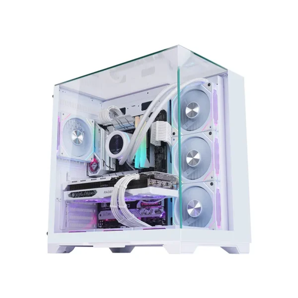 ATX Gaming PC Case Panoramic Tempered Glass 7 Fan Support RGB Lighting Desktop Computer Case High Airflow Gaming Chassis