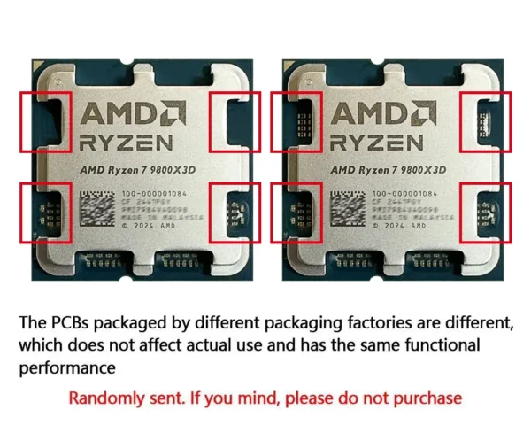 AMD Ryzen 7 9800X3D New 8-Core 16-Thread 4.7GHz R7 9800X3D DDR5 Socket AM5 4NM L3=96M Processor 120W No Fan