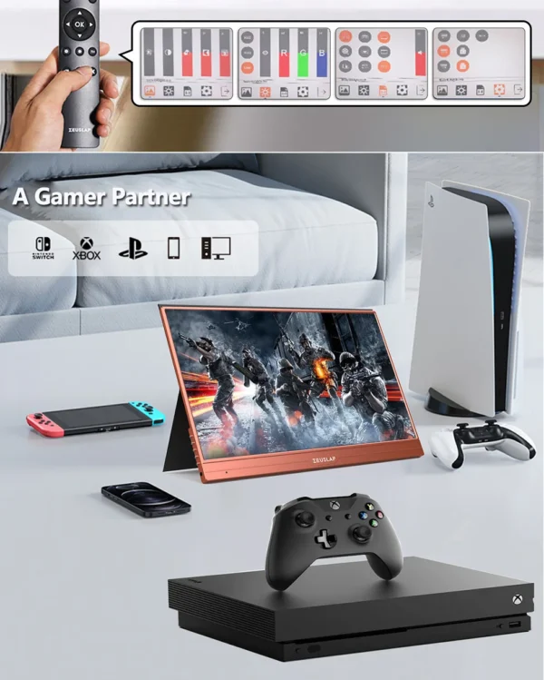 ZEUSLAP 15.6inch touching utrathin portable monitor remote control for phone, laptop, nintendo switch,steamdeck second screen