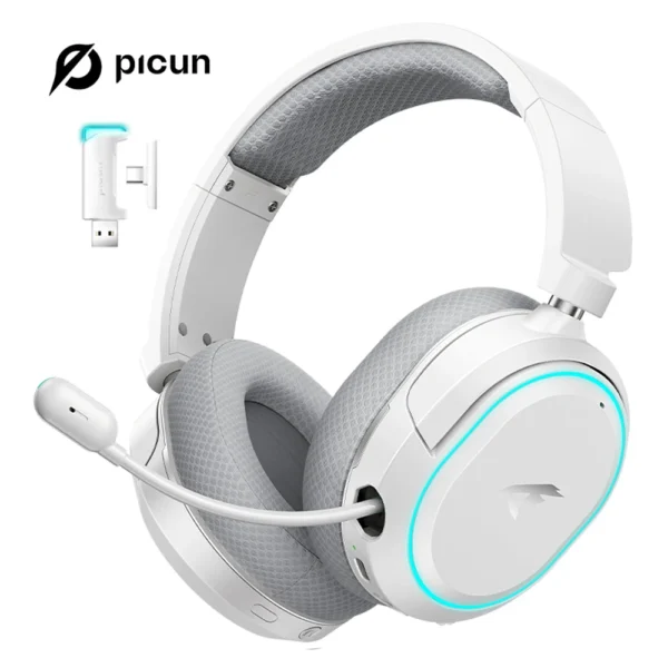 Picun G2 2.4GHz Bluetooth Wireless Gaming Headset For PC PS4 PS5 Phone Switch 5ms Low Latency 7.1 Surround Wired Headset ENC Mic