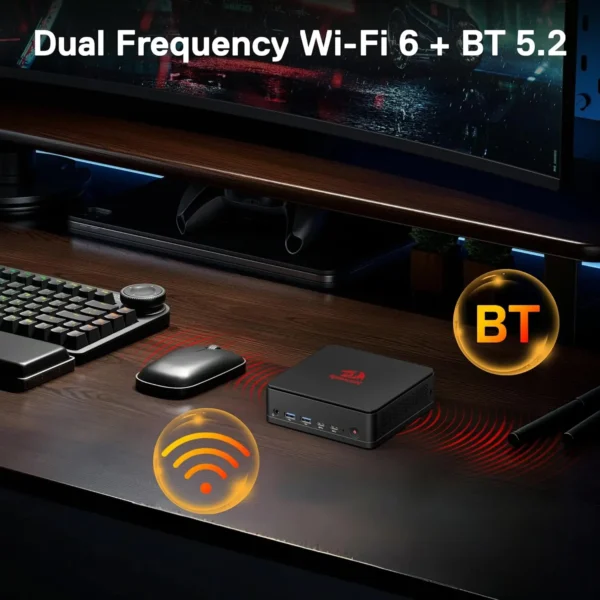 Redragon MPC745 Mini PC AI NPU AMD Ryzen 7 8845HS Processor(MAX 5.1 GHz), Mini Desktop Computer ,Radeon 780M Graphics & 16GB DDR