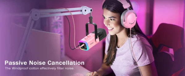 FIFINE Gaming Streaming Headset and Microphone Kit with Gain Knob/RGB/Monitor,for PC/MAC/PS4/PS5/Mixer/YouTube/Steam-AM8TP/H9P