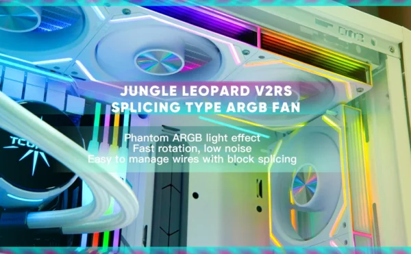 120mm ARGB Case Fan with Dual Side Infinity Mirror Cableless 360mm For Computer Water Cooler | Jungle Leopard Interstellar V2RS