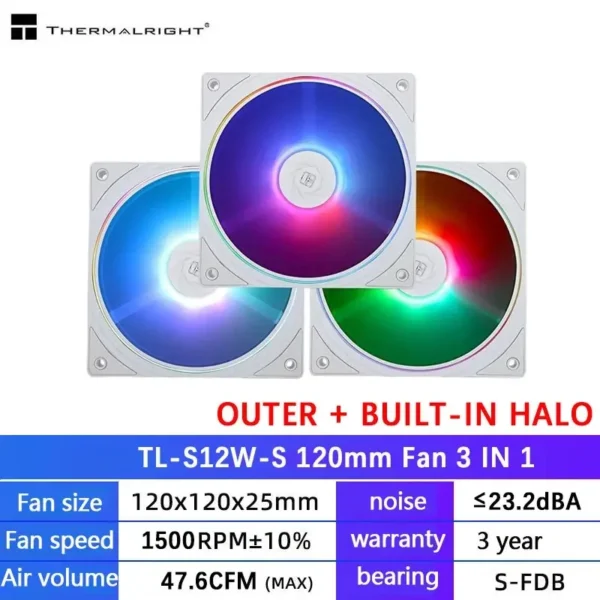 Thermalright TL-C12C 3 in 1 120mm Cooling Fan 5V ARGB gamer Adjust Speed Cooler argb Adjustable computer Case Fan ventilador