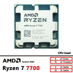 AMD Ryzen 7 7700 Used R7 7700 3.8GHz CPU processor 8-Core 16-Thread 5NM L3=32M 100-000000592 Socket AM5