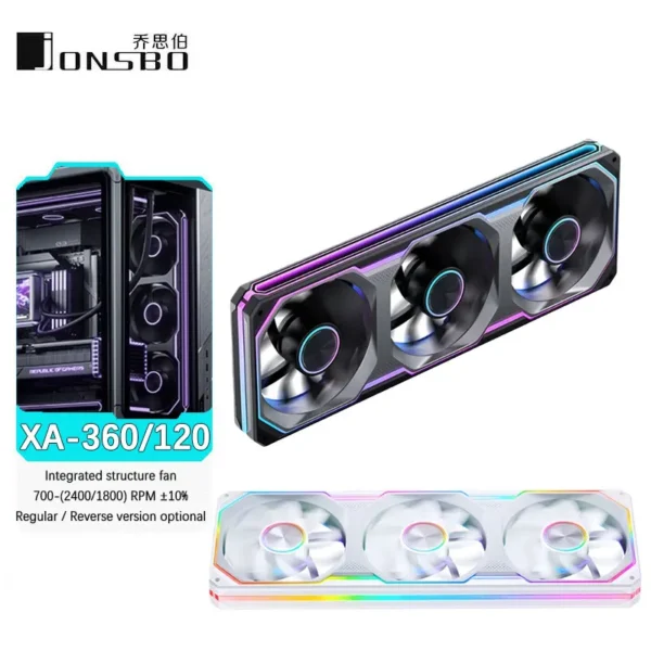 JONSBO XA-360/120 12CM ARGB Case Fan (Dual Bezel Lighting Effect/Color Blocking/Aura Sync/PWM Male/Female Connectors)