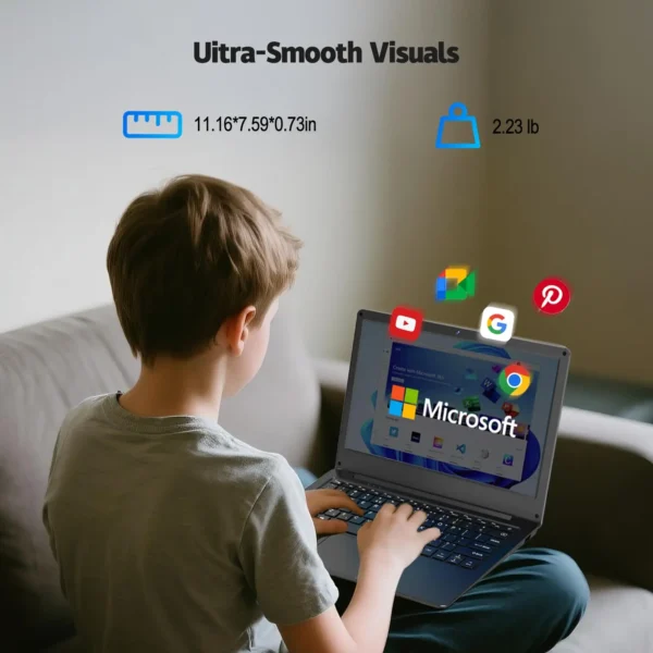 11.6 Inch Laptop, OS 11 Pro System Laptops, Slim and Lightweight Notebook HD Display, Russian- English Keyboard,Type_C 4000mAh