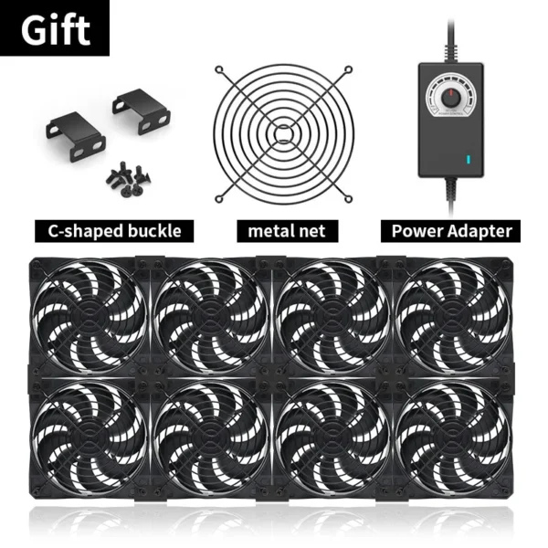 TEUCER 120mm 3000RPM Cooling Fan with Controller 12V 220V Btc Mining Machine Chassis Exhaust Fan Workstation Cabinet Server Fan