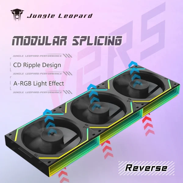 120mm ARGB Case Fan with Dual Side Infinity Mirror Cableless 360mm For Computer Water Cooler | Jungle Leopard Interstellar V2RS