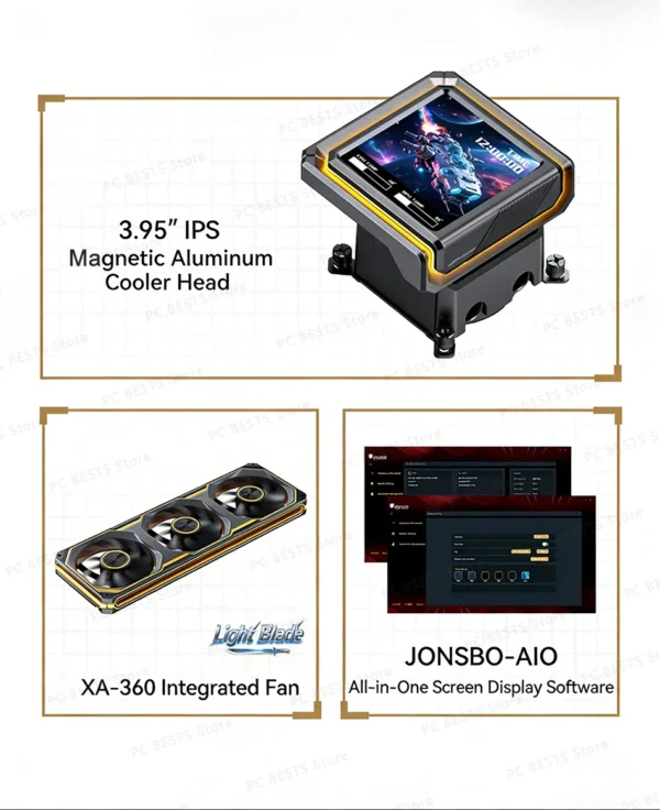 Jonsbo TX-360 Screen Display Integrated Water Cooling 360mm Radiator ARGB AIO Water Cooler Intel LGA1200 115X 1700 1851 AM5 AM4
