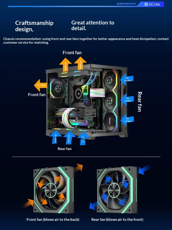 Hifrost Ice Chain Modular 120mm ARGB PC Case Cooling Fans Wireless Thermostatic Sync Lighting For Gaming Chassis CPU Cooler