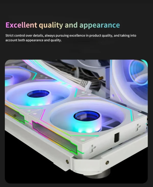 Coolcirc Cableless PC Case Fan 12V/4Pin PWM 800-1800RPM Silent 5V/3Pin ARGB Triple Pack 120mm Ventilator Use for Water Cooling