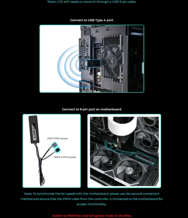 LIAN LI UNI FAN SL Wireless 120 Single Pack , Reverse Blade Triple Pack, LCD 120 Single Pack, Case fan, water cooled fan